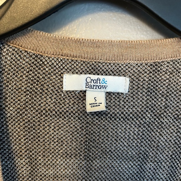 Croft & Barrow sweater - beige/black/white plaid open front cardigan - Picture 3 of 9